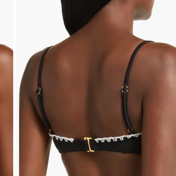 Ramy Brook Emmeline Underwire Contrast Edge Bikini Top & Bottom set in Black/whi - Picture 3 of 10